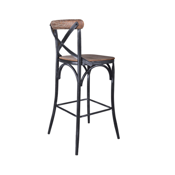 26" Brown and Black Solid Wood with Iron Counter Height Bar Chair - Image 3