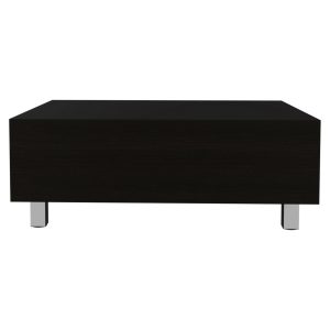 32" Black Manufactured Wood Rectangular Lift Top Coffee Table With Drawer And Shelf