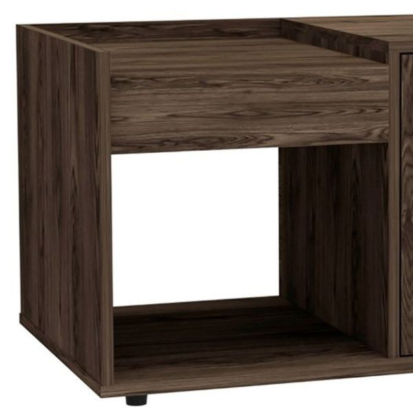 32" Dark Walnut Manufactured Wood Rectangular Coffee Table With Shelf - Image 3