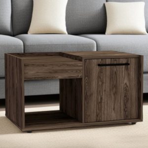 32" Dark Walnut Manufactured Wood Rectangular Coffee Table With Shelf