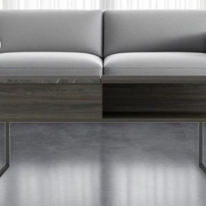 41" Gray And Onyx Metal Lift Top Coffee Table With Two Shelves