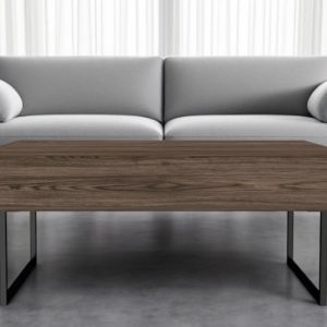 41" Dark Brown and Black Wood and Metal Lift Top Coffee Table