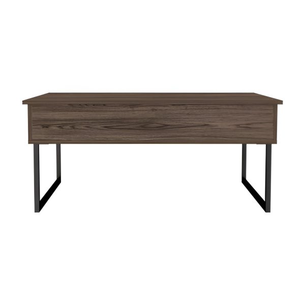 41" Dark Brown and Black Wood and Metal Lift Top Coffee Table - Image 2