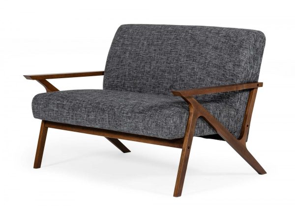 44" Gray And Brown Loveseat - Image 3