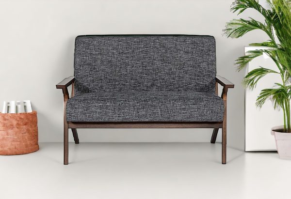 44" Gray And Brown Loveseat - Image 2