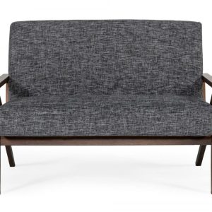 44" Gray And Brown Loveseat