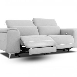84" Gray And Silver Power Reclining Love Seat