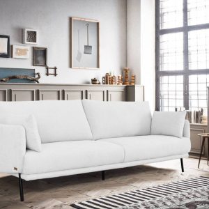 Modern 77" White and Black Fabric Loveseat