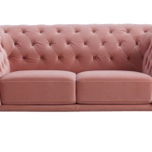 Stylish Pink Velvet  Loveseat With Diamond Tufts