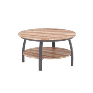 35" Two Tier Wood Grain Oak Manufactured Wood Round Coffee Table