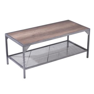 43" Walnut Manufactured Wood Rectangular Coffee Table with Shelf