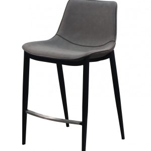 Set of Two 26" Gray And Black Iron Low Back Counter Height Bar Chairs