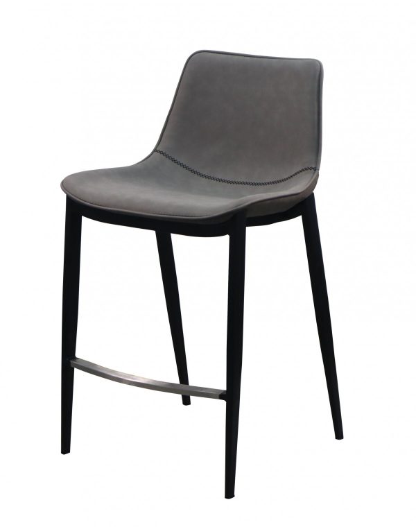 Set of Two 26" Gray And Black Iron Low Back Counter Height Bar Chairs