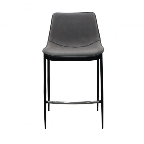 Set of Two 26" Gray And Black Iron Low Back Counter Height Bar Chairs - Image 2
