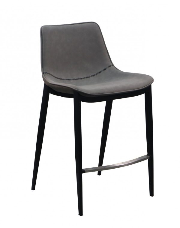 Set of Two 26" Gray And Black Iron Low Back Counter Height Bar Chairs - Image 3