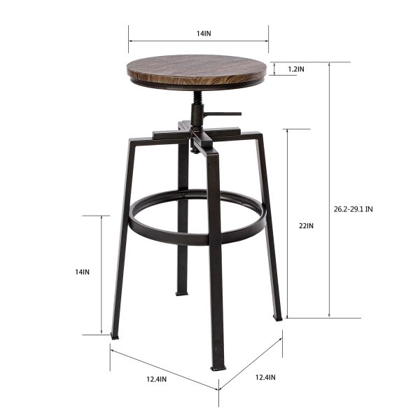 Set of Two 30" Natural And Bronze Steel Swivel Backless Bar Height Bar Chairs - Image 3