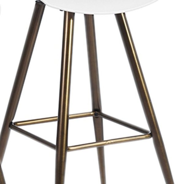Set of Two 28" White And Bronze Steel Low Back Counter Height Bar Chairs - Image 3