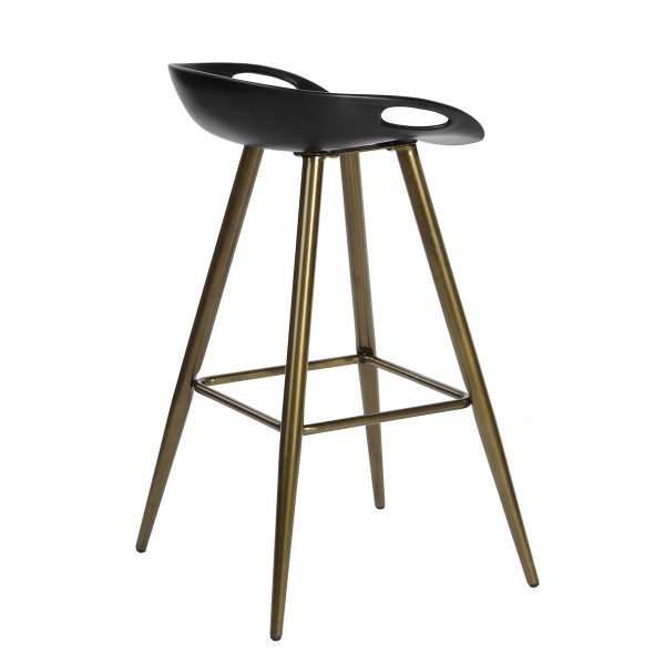 Set of Two 28" Black And Bronze Steel Low Back Counter Height Bar Chairs - Image 2
