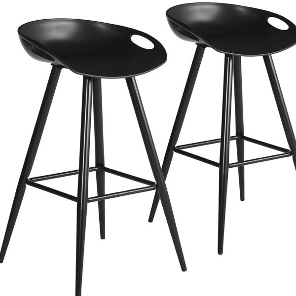 Set of Two 28" Steel Low Back Counter Height Bar Chairs - Image 2