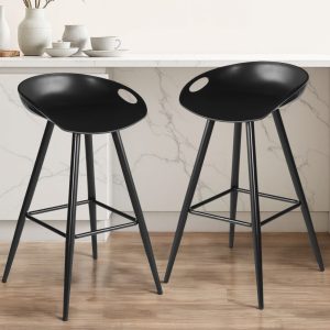 Set of Two 28" Steel Low Back Counter Height Bar Chairs