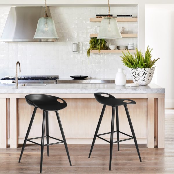 Set of Two 28" Steel Low Back Counter Height Bar Chairs - Image 3
