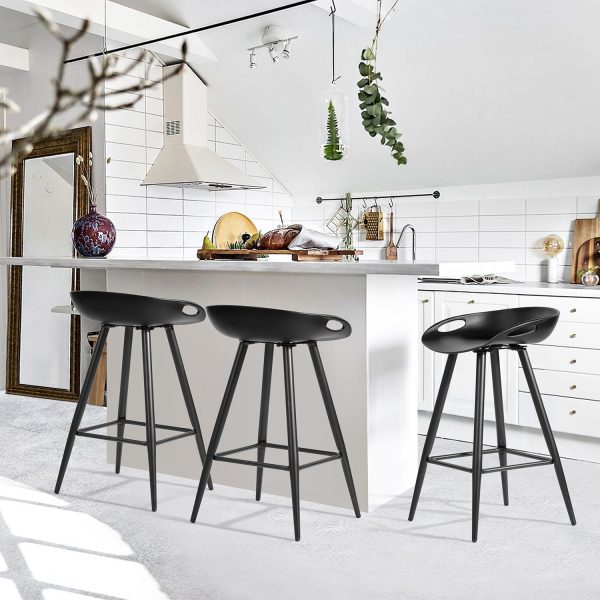 Set of Two 24" Black Steel Backless Counter Height Bar Chairs - Image 2
