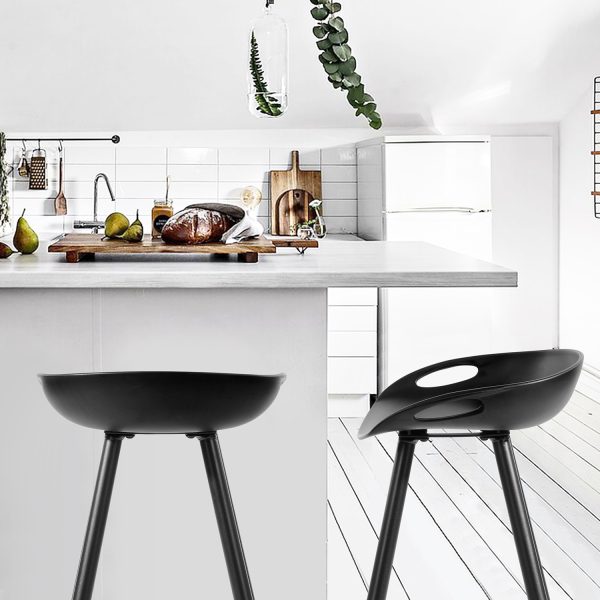 Set of Two 24" Black Steel Backless Counter Height Bar Chairs - Image 3