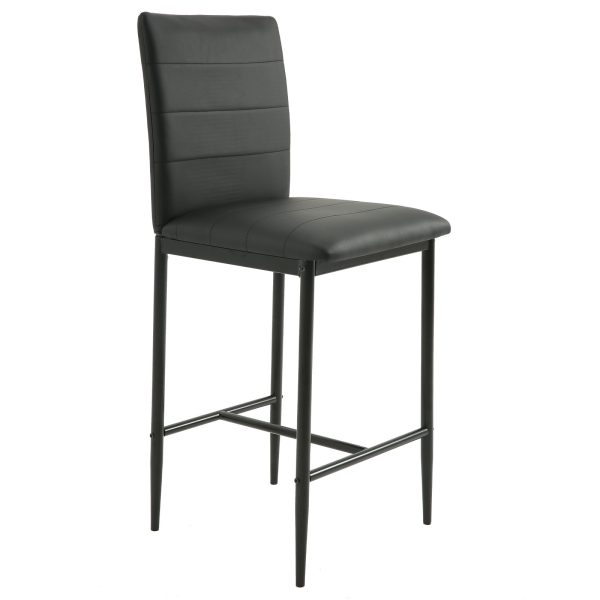 Set of Two 26" Black Faux Leather And Steel Counter Height Bar Chairs