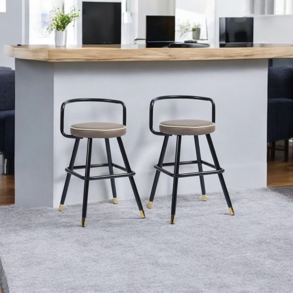 Set of Two 24" Black Steel Low Back Counter Height Bar Chairs - Image 2