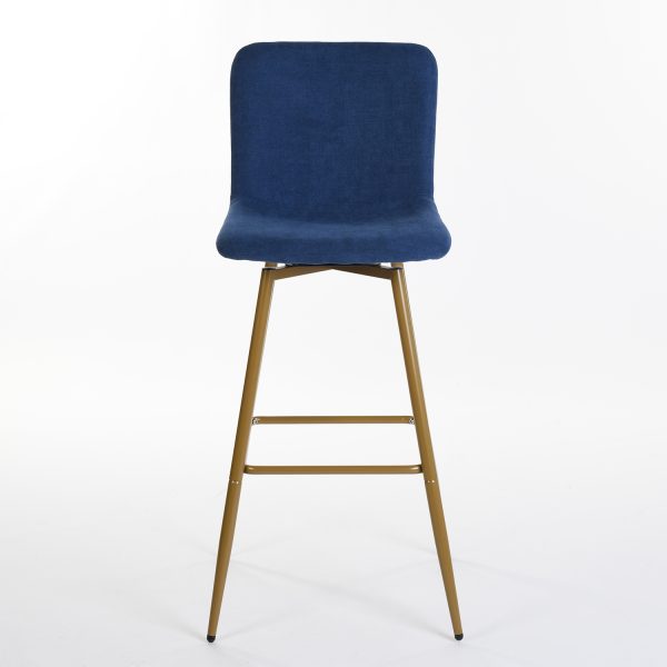 Set of Two 29" Dark Blue And Gold Steel Bar Height Bar Chairs - Image 3