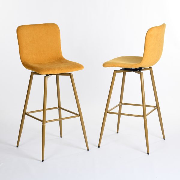 Set of Two 29" Mauve And Gold Steel Bar Height Bar Chairs - Image 2