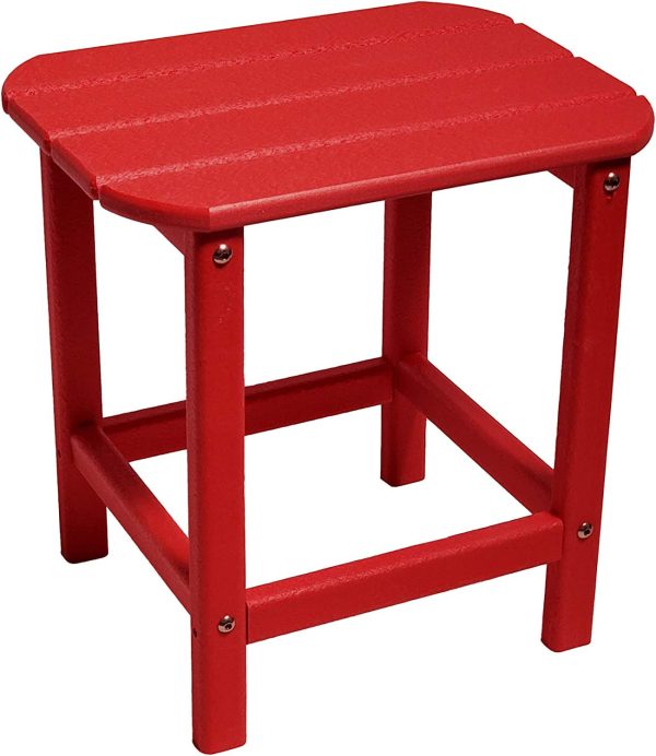 13" Red Resin Outdoor Side Table - Image 3