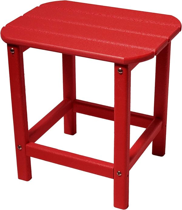 13" Red Resin Outdoor Side Table - Image 2