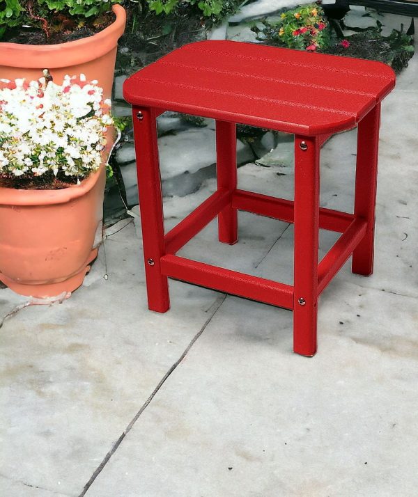 13" Red Resin Outdoor Side Table