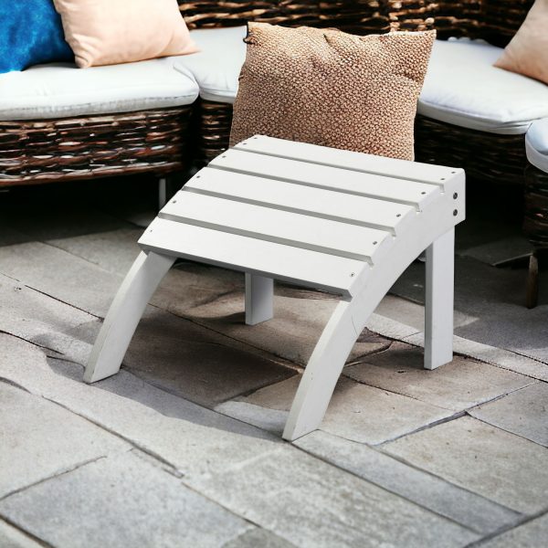 19" White Indoor Outdoor Footstool Ottoman - Image 2
