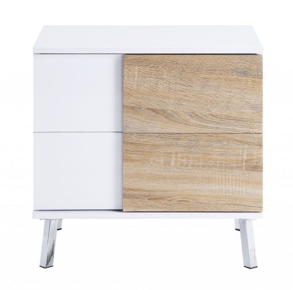 22" White High Gloss Manufactured Wood Rectangular End Table With Two Drawers - Image 3