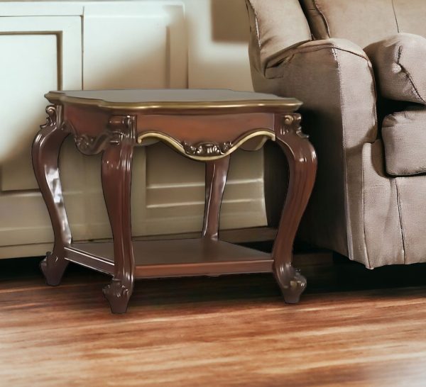 24" Oak Solid Wood Square End Table With Shelf - Image 3