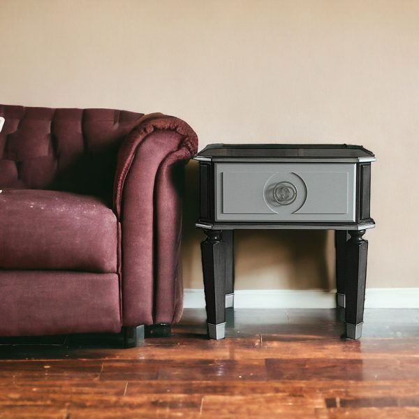 24" Charcoal And Light Gray Manufactured Wood Square End Table - Image 2