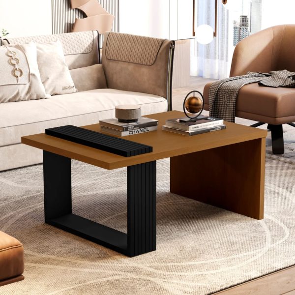 32" Brown and Black Coffee Table - Image 2