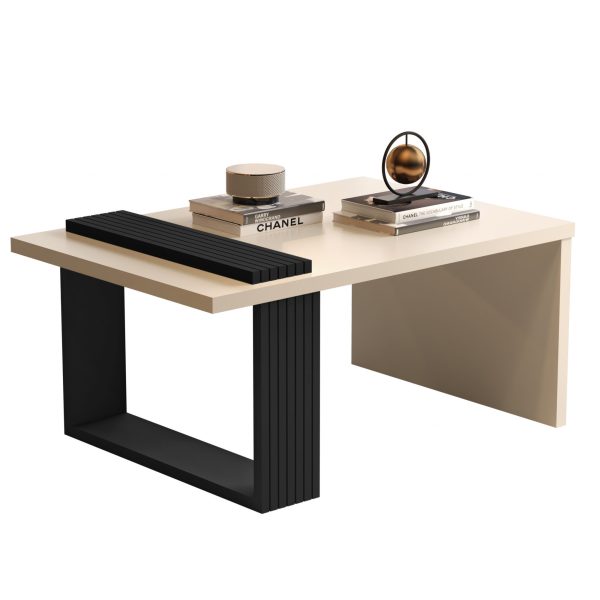 32" Off White And Black and Off White Coffee Table - Image 3