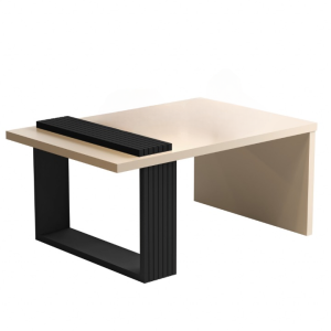 32" Off White And Black and Off White Coffee Table