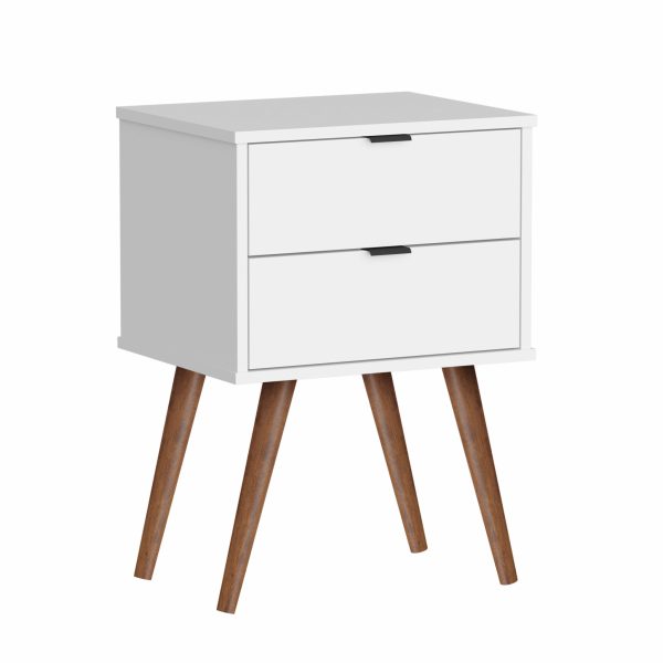 18" White Manufactured Wood Rectangular End Table With Two Drawers - Image 3