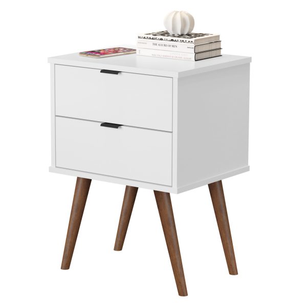 18" White Manufactured Wood Rectangular End Table With Two Drawers - Image 2