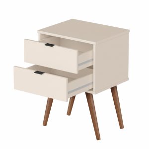 18" Rectangular Off White Top End Table With Two Drawers