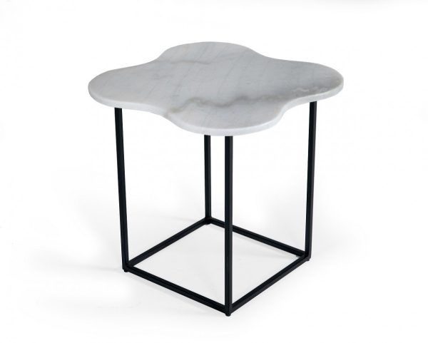 15" Black And White Marble Free Form End Table - Image 2