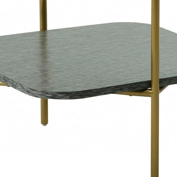 20" Gold And Clear Glass And Metal Square End Table With Shelf - Image 3