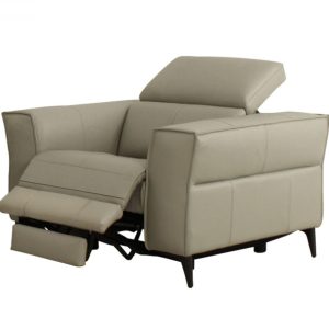 41" Light Grey Genuine Leather Power Recliner