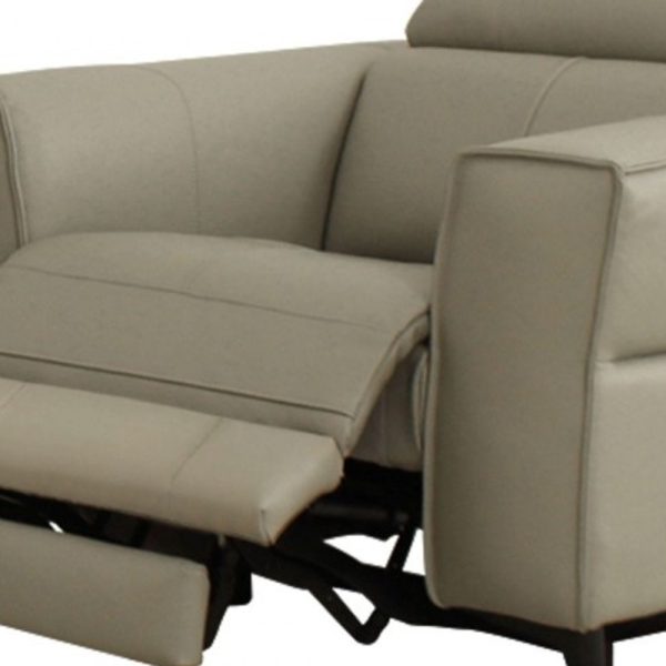 41" Light Grey Genuine Leather Power Recliner - Image 3