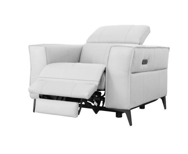 41" White Genuine Leather Power Recliner - Image 2