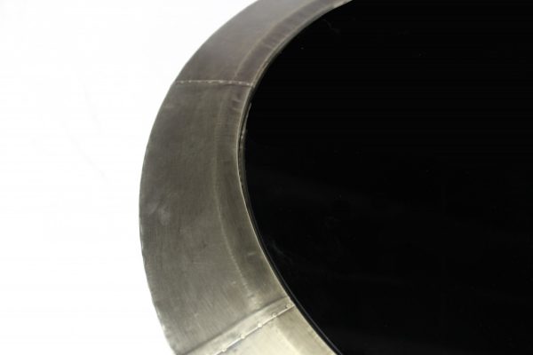 24" Silver And Black Glass And Metal Round End Table - Image 3